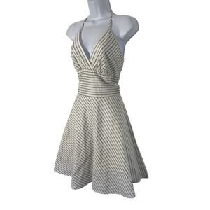 Minimalist White Strip Pinup style dress NEW MEDIUM